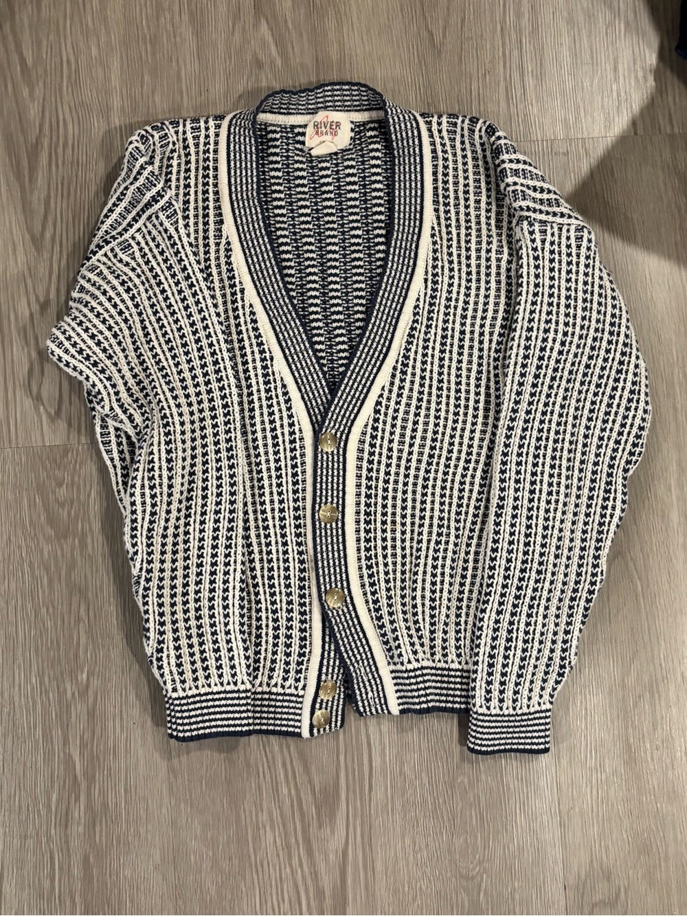 Arrow Navy & White Patterned Knit Cardigan